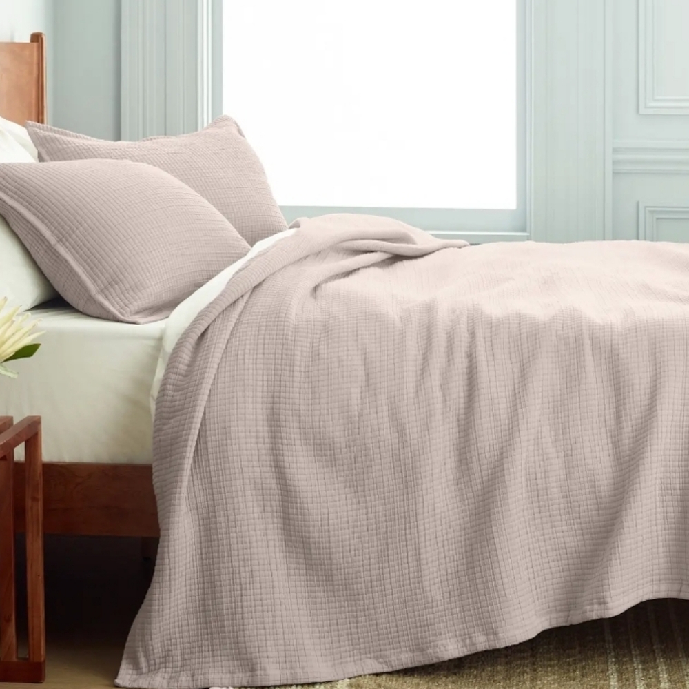 Quince Organic Ribbed Cotton Coverlet Set - 3 pieces - Full/Queen - Sand - Picture 4 of 13